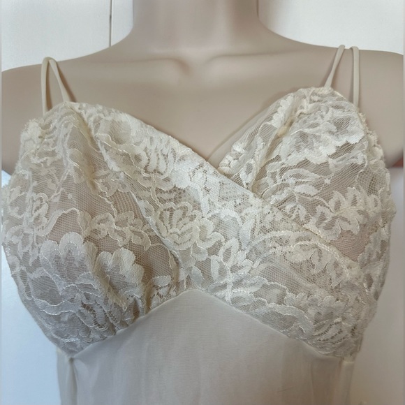 Antique Eyeful By Flaums Bridal Peignoir Sheer Chiffon Overlay English Lace Sz S - Picture 7 of 16